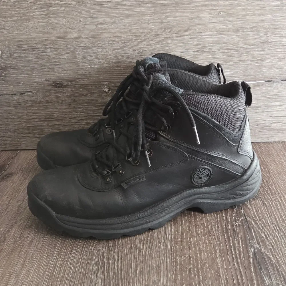 Timberland White Ledge Mid Waterproof Lace-Up Hiking Boots Black Size 9.5